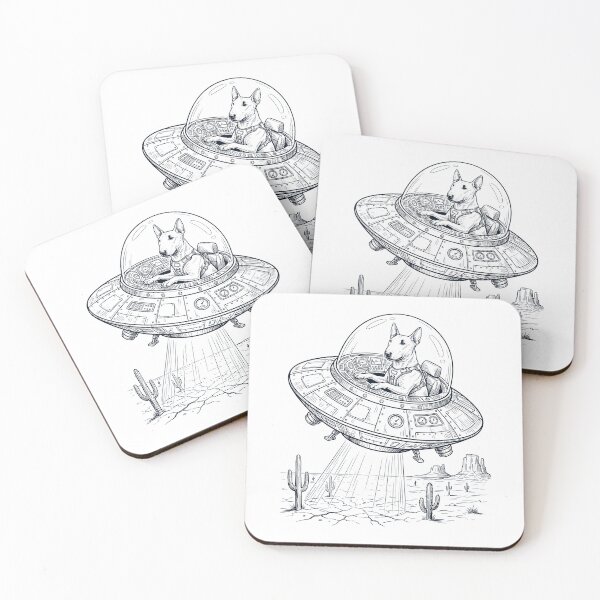 Item preview, Vintage Bull Terrier Riding UFO Dog Mom Dad Lover designed and sold by DoodleTortle.