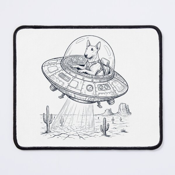Item preview, Vintage Bull Terrier Riding UFO Dog Mom Dad Lover designed and sold by DoodleTortle.