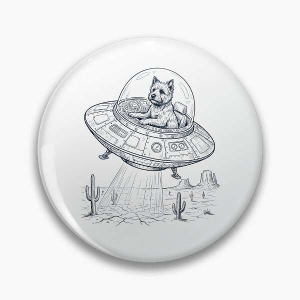 Item preview, Vintage Cairn Terrier Riding UFO Dog Mom Dad Lover designed and sold by DoodleTortle.