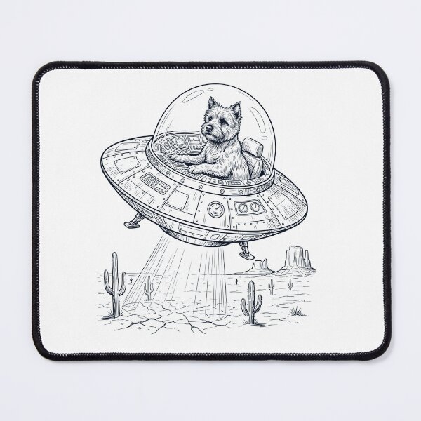 Item preview, Vintage Cairn Terrier Riding UFO Dog Mom Dad Lover designed and sold by DoodleTortle.