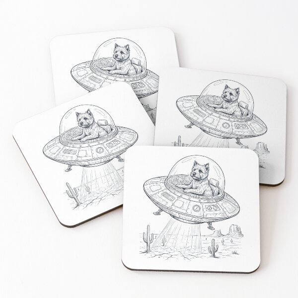 Item preview, Vintage Cairn Terrier Riding UFO Dog Mom Dad Lover designed and sold by DoodleTortle.