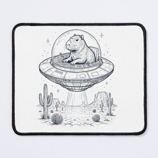 Item preview, Vintage Capybara Riding UFO Animal Lover designed and sold by DoodleTortle.