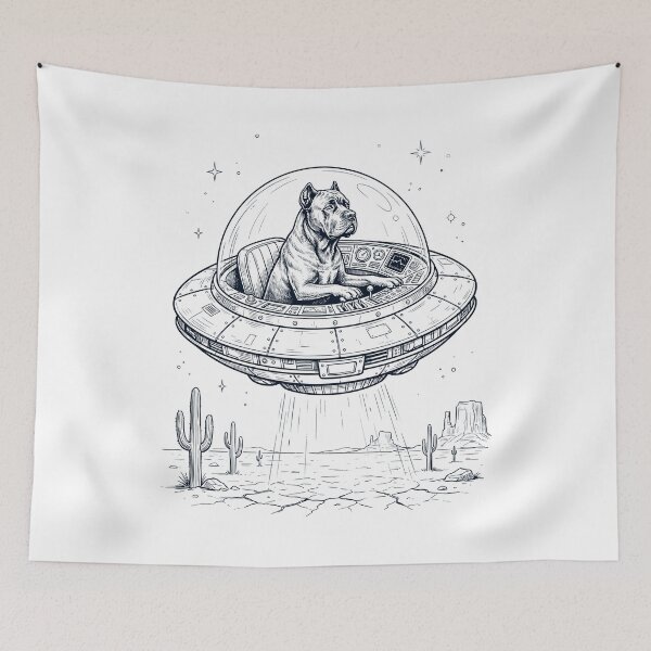 Item preview, Vintage Cane Corso Riding UFO Dog Mom Dad Lover designed and sold by DoodleTortle.