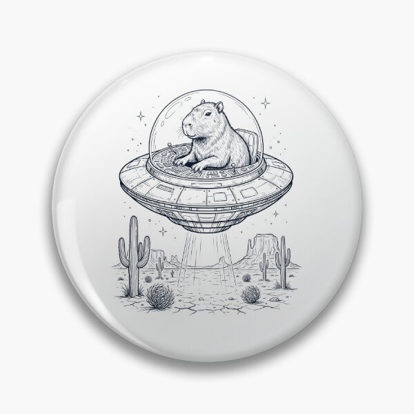 Item preview, Vintage Capybara Riding UFO Animal Lover designed and sold by DoodleTortle.