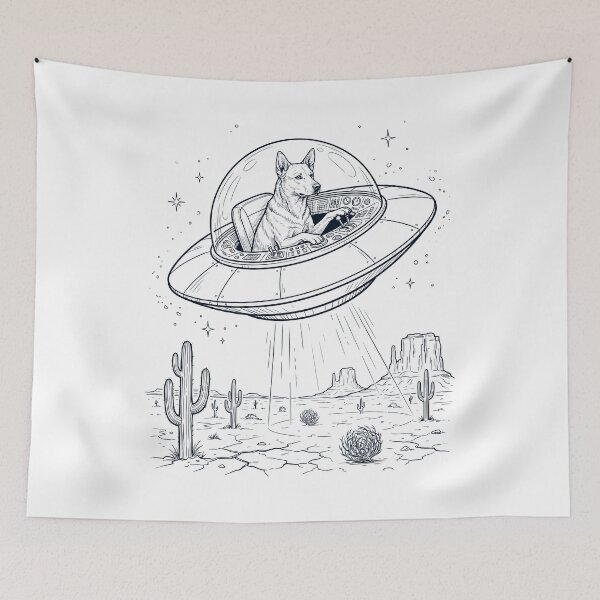 Item preview, Vintage Carolina Dog Riding UFO Dog Mom Dad Lover designed and sold by DoodleTortle.