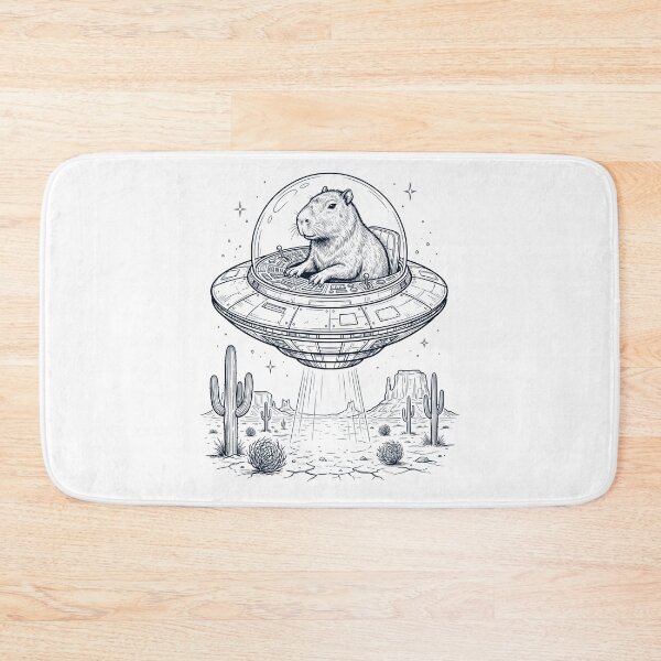 Item preview, Vintage Capybara Riding UFO Animal Lover designed and sold by DoodleTortle.