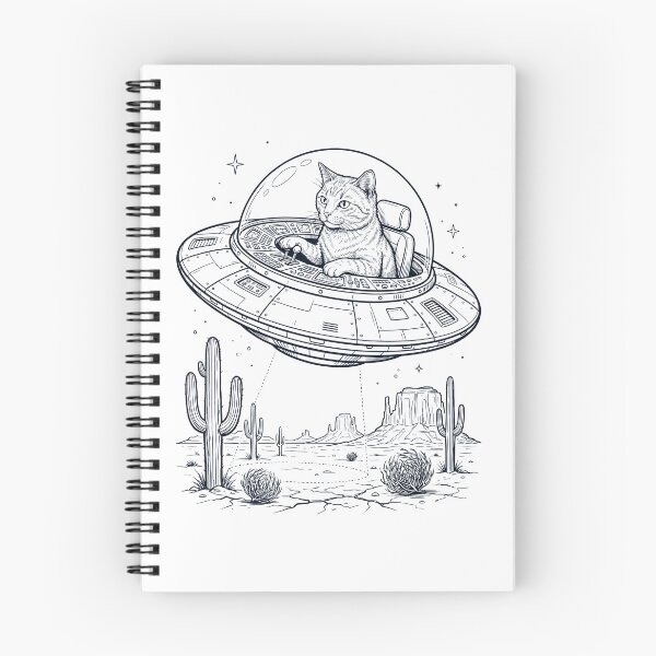 Item preview, Vintage Cat Riding UFO Animal Lover designed and sold by DoodleTortle.