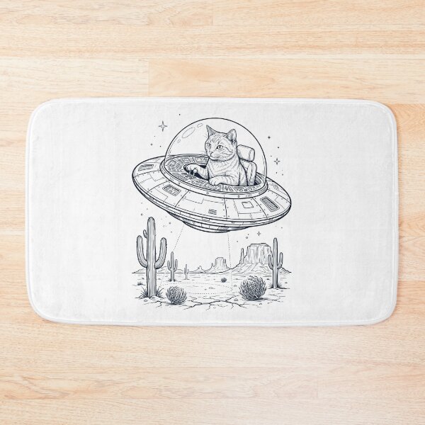 Item preview, Vintage Cat Riding UFO Animal Lover designed and sold by DoodleTortle.