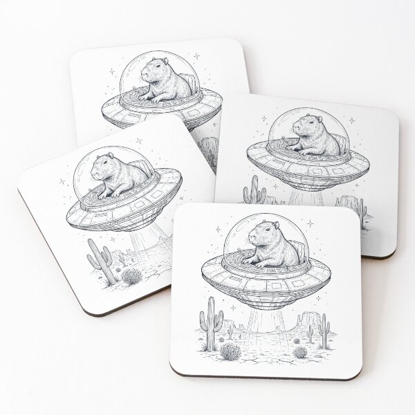 Item preview, Vintage Capybara Riding UFO Animal Lover designed and sold by DoodleTortle.