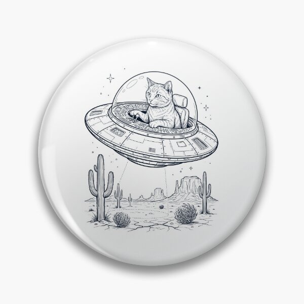 Item preview, Vintage Cat Riding UFO Animal Lover designed and sold by DoodleTortle.