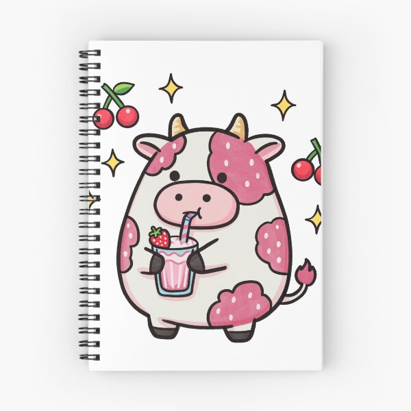 Item preview, Kawaii Pink Strawberry Cow Drinking Milkshake Sticker Illustration designed and sold by DiNata.