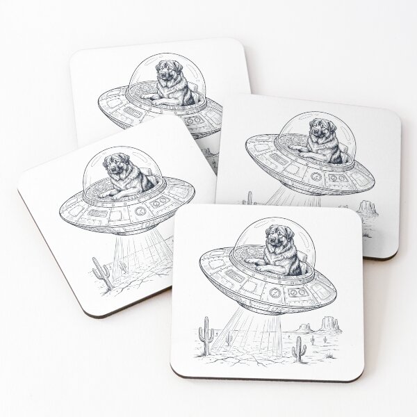Item preview, Vintage Caucasian Shepherd Dog Riding UFO Dog Mom Dad Lover designed and sold by DoodleTortle.