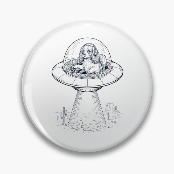 Item preview, Vintage Cavalier King Charles Spaniel Riding UFO Dog Mom Dad Lover designed and sold by DoodleTortle.