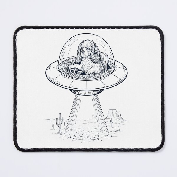 Item preview, Vintage Cavalier King Charles Spaniel Riding UFO Dog Mom Dad Lover designed and sold by DoodleTortle.