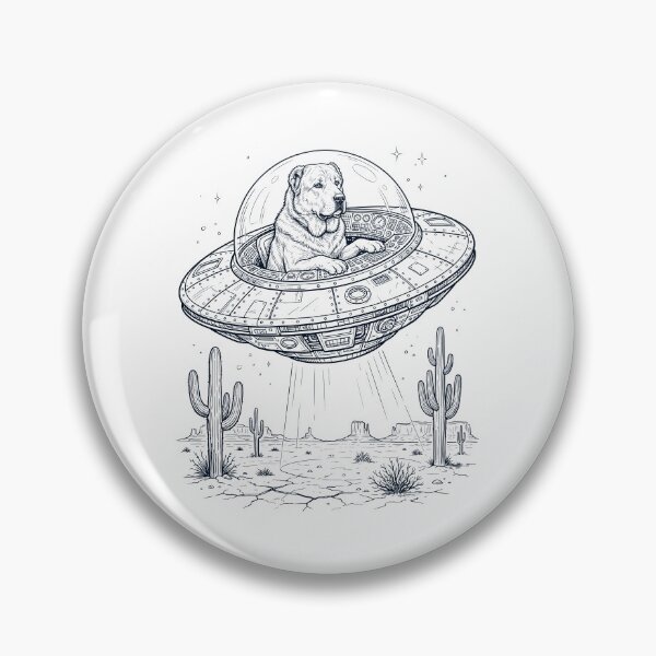 Item preview, Vintage Central Asian Shepherd Dog Riding UFO Dog Mom Dad Lover designed and sold by DoodleTortle.