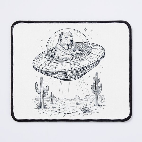 Item preview, Vintage Central Asian Shepherd Dog Riding UFO Dog Mom Dad Lover designed and sold by DoodleTortle.
