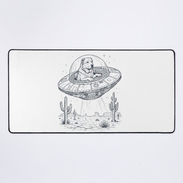 Item preview, Vintage Central Asian Shepherd Dog Riding UFO Dog Mom Dad Lover designed and sold by DoodleTortle.