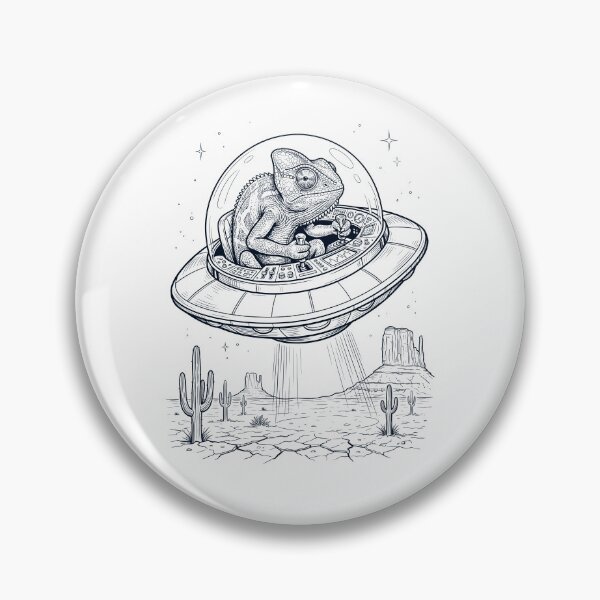 Item preview, Vintage Chameleon Riding UFO Animal Lover designed and sold by DoodleTortle.