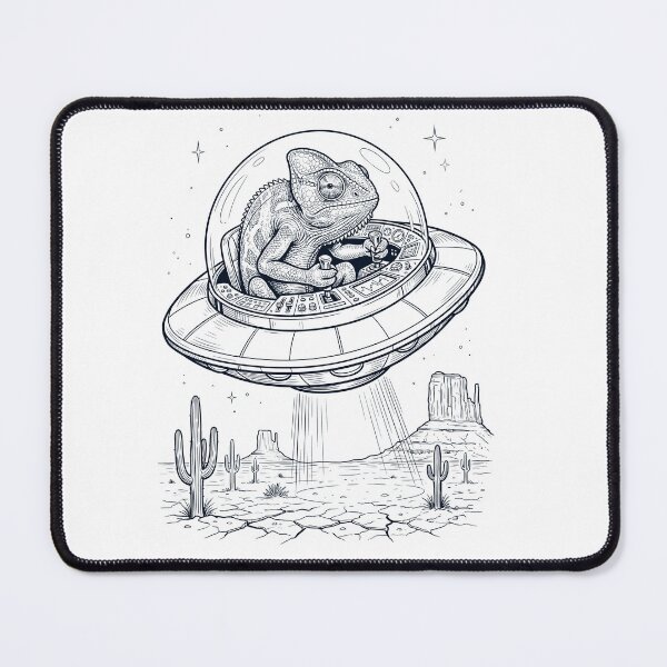 Item preview, Vintage Chameleon Riding UFO Animal Lover designed and sold by DoodleTortle.