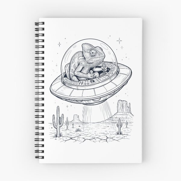 Item preview, Vintage Chameleon Riding UFO Animal Lover designed and sold by DoodleTortle.