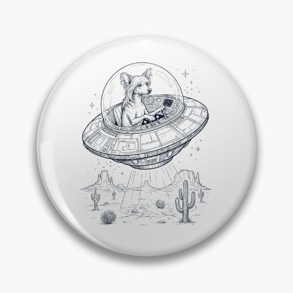 Item preview, Vintage Chinese Crested Dog Riding UFO Dog Mom Dad Lover designed and sold by DoodleTortle.
