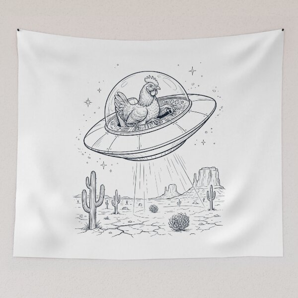 Item preview, Vintage Chicken Riding UFO Animal Lover designed and sold by DoodleTortle.