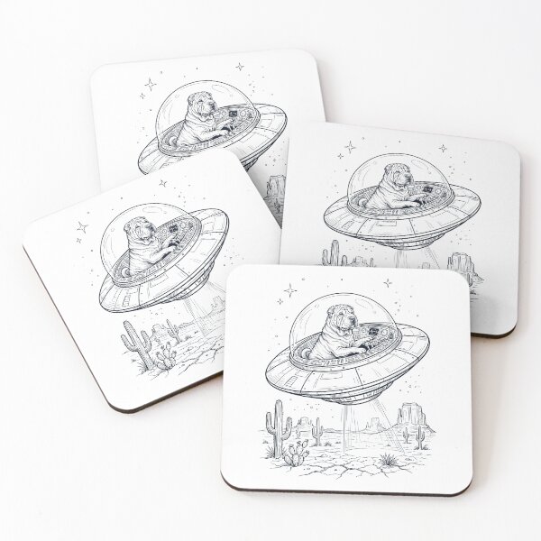 Item preview, Vintage Chinese Shar Pei Riding UFO Dog Mom Dad Lover designed and sold by DoodleTortle.
