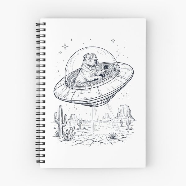 Item preview, Vintage Chinese Shar Pei Riding UFO Dog Mom Dad Lover designed and sold by DoodleTortle.