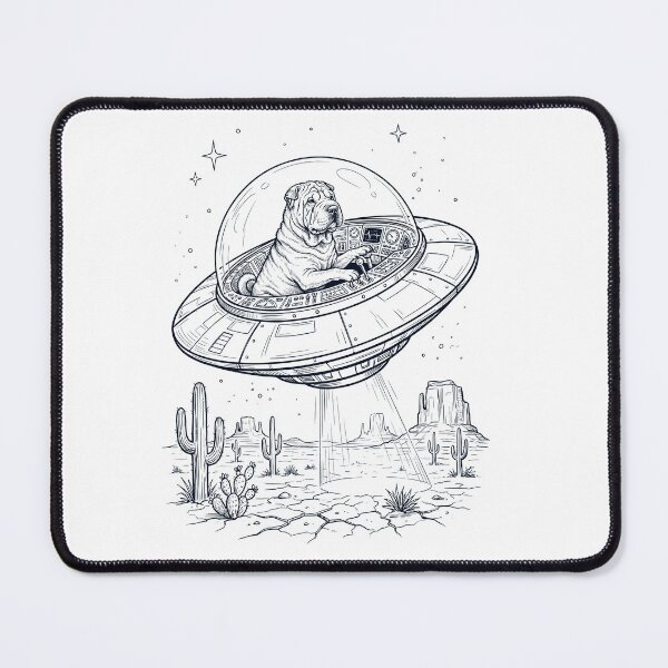 Item preview, Vintage Chinese Shar Pei Riding UFO Dog Mom Dad Lover designed and sold by DoodleTortle.