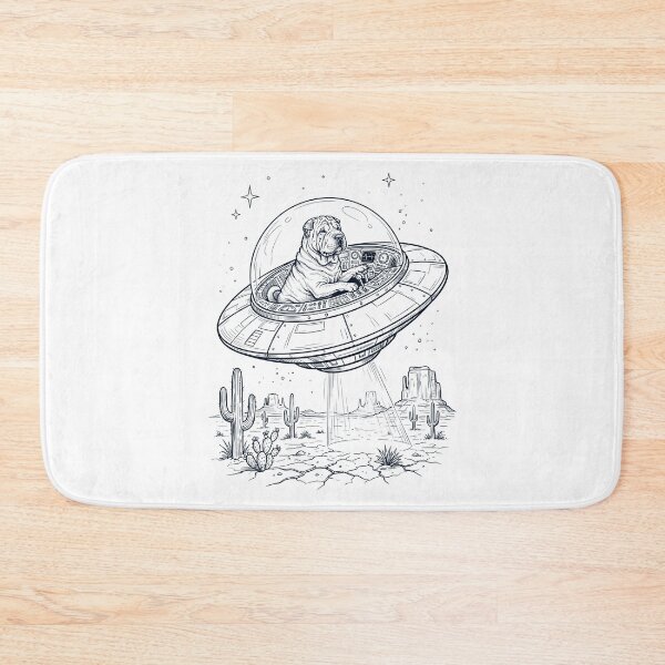 Item preview, Vintage Chinese Shar Pei Riding UFO Dog Mom Dad Lover designed and sold by DoodleTortle.