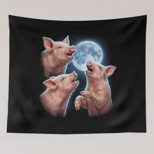 Item preview, Pig Howling Moon Art Animal Lover designed and sold by TerryConnells.