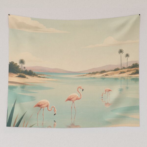 Item preview, Pastel Flamingos Oasis Landscape designed and sold by Creative_Canvas.