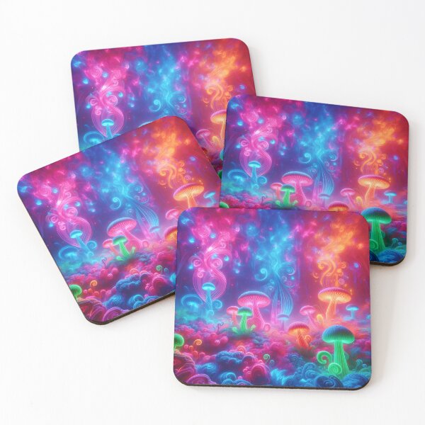 Item preview, Ethereal Neon Mushroom Forest - Psychedelic Glow Fantasy Art designed and sold by Sybille-Yates.