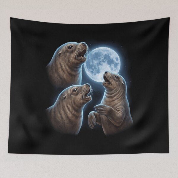 Item preview, Seal Howling Moon Art Animal Lover designed and sold by TerryConnells.
