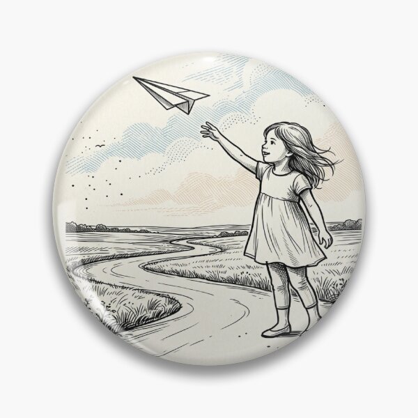 Item preview, Dreaming of Flight - Little Girl with Paper Plane Sketch designed and sold by myforestfog.