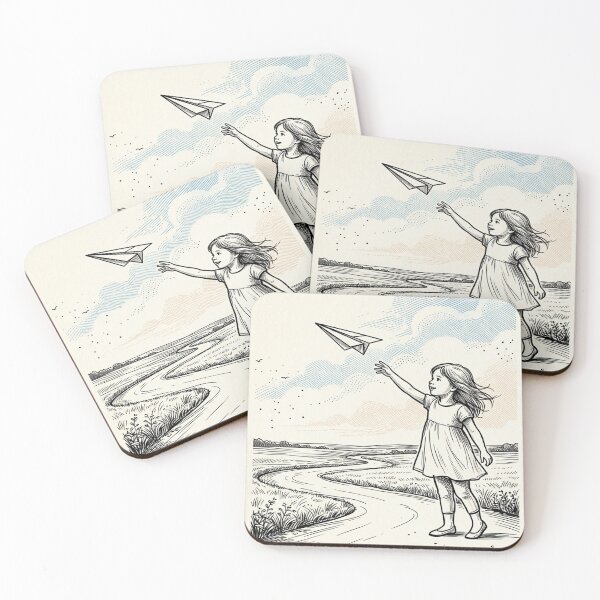 Item preview, Dreaming of Flight - Little Girl with Paper Plane Sketch designed and sold by myforestfog.