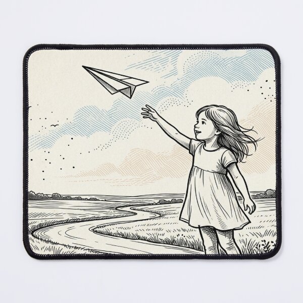 Item preview, Dreaming of Flight - Little Girl with Paper Plane Sketch designed and sold by myforestfog.