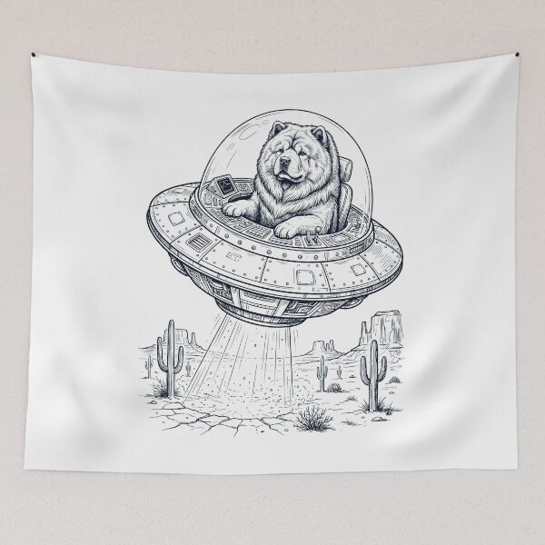 Item preview, Vintage Chow Chow Riding UFO Dog Mom Dad Lover designed and sold by DoodleTortle.