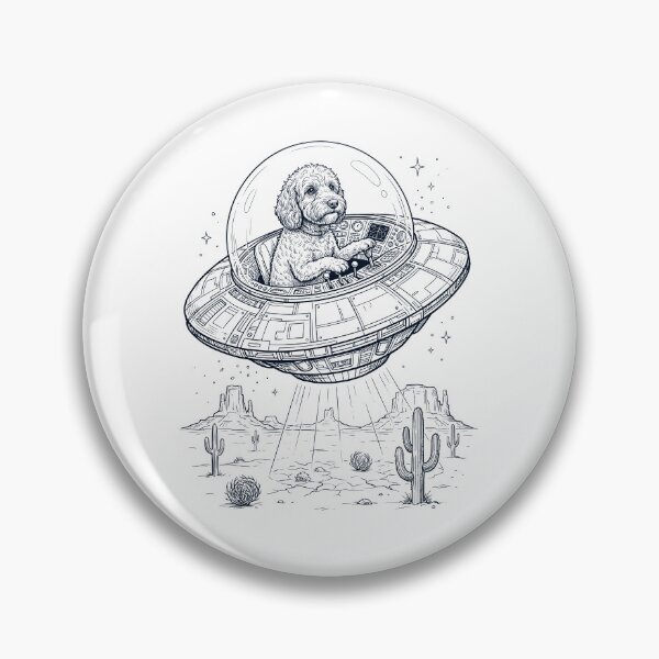 Item preview, Vintage Cockapoo Riding UFO Dog Mom Dad Lover designed and sold by DoodleTortle.