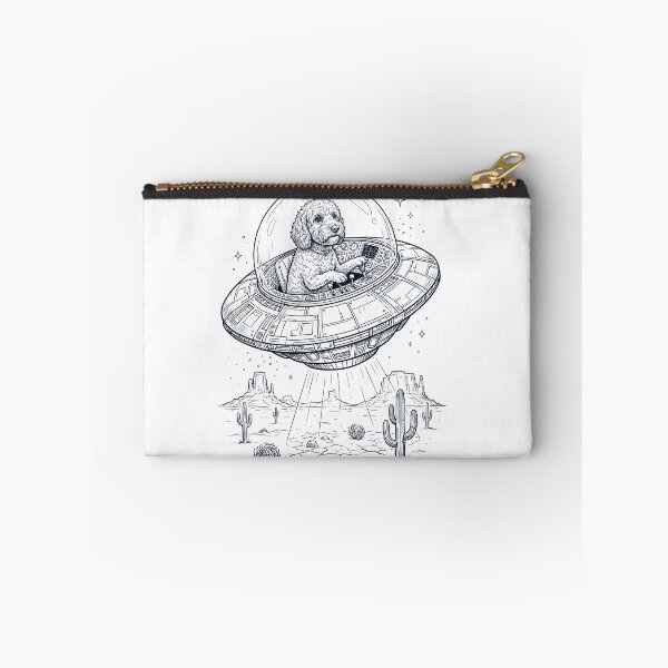 Item preview, Vintage Cockapoo Riding UFO Dog Mom Dad Lover designed and sold by DoodleTortle.