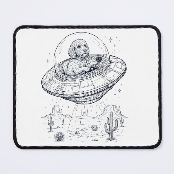 Item preview, Vintage Cockapoo Riding UFO Dog Mom Dad Lover designed and sold by DoodleTortle.