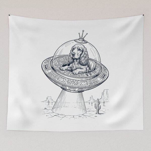Item preview, Vintage Cocker Spaniel Riding UFO Dog Mom Dad Lover designed and sold by DoodleTortle.