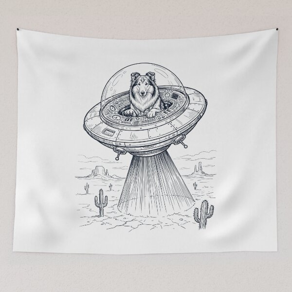 Item preview, Vintage Collie Riding UFO Dog Mom Dad Lover designed and sold by DoodleTortle.