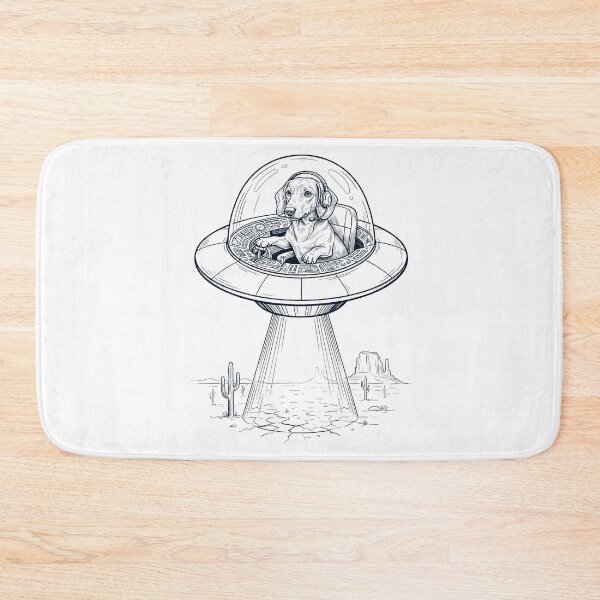 Item preview, Vintage Dachshund Riding UFO Dog Mom Dad Lover designed and sold by DoodleTortle.