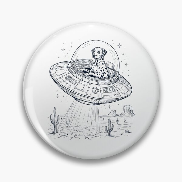 Item preview, Vintage Dalmatian Riding UFO Dog Mom Dad Lover designed and sold by DoodleTortle.