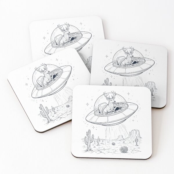 Item preview, Vintage Deer Riding UFO Animal Lover designed and sold by DoodleTortle.
