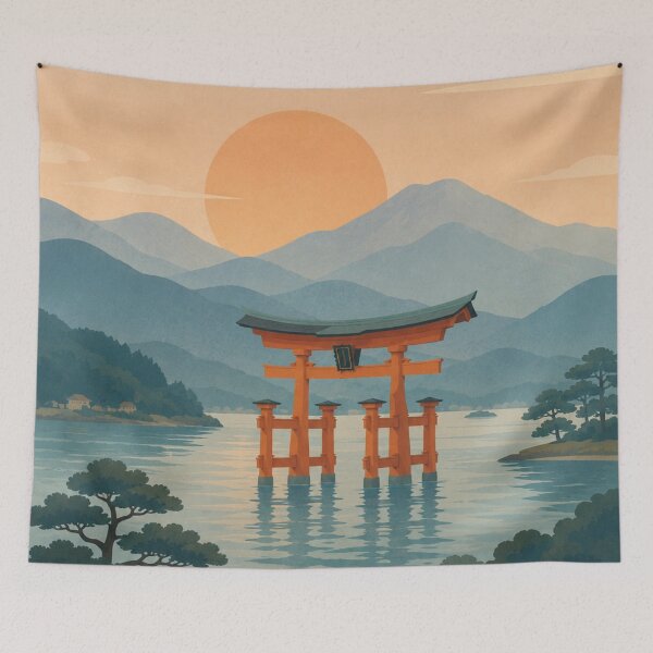 Item preview, Japanese Torii Sunset Landscape designed and sold by Creative_Canvas.