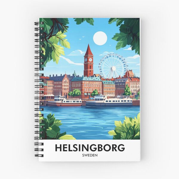 Item preview, Helsingborg Sweden Retro Travel Print designed and sold by HomeLivingCo.