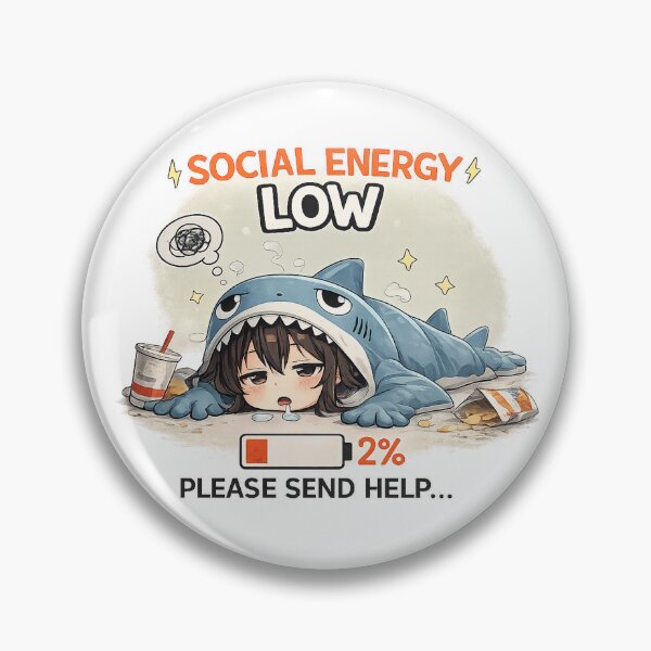 Artikelvorschau, Soziale Energie niedrig – Lustiges Hai-Anime-Design für Introvertierte entworfen und verkauft von YamiSociety.