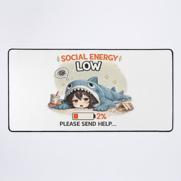 Item preview, Social Energy Low – Funny Shark Anime Introvert Design designed and sold by YamiSociety.